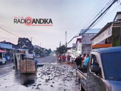 Pick Up Muat Ikan Terguling di Banyakan Kediri