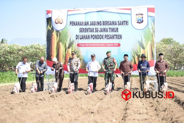 Penanaman Jagung bersama jajaran Forum Komunikasi Pimpinan Daerah (Forkopimda) Kota Kediri. (Foto. Redaksi)