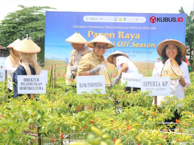 Kepala Perwakilan BI Kediri, Yayat Cadarajat Panen Raya Gerakan Nasional Pengendalian Inflasi Pangan di Kediri. (Foto. Redaksi)